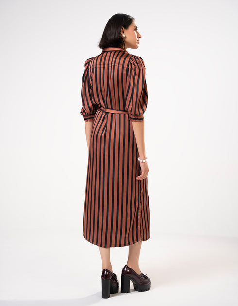 STRIPED BUTTON DOWN DRESS